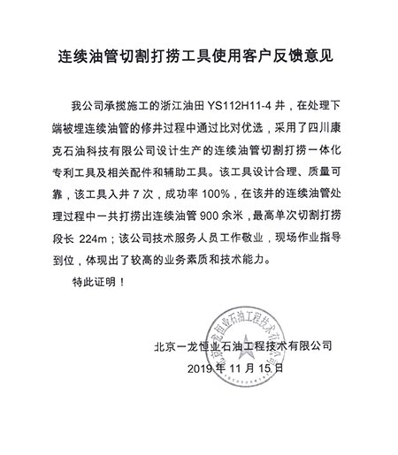 北京一龙恒业石油浙江油田业主反馈意见